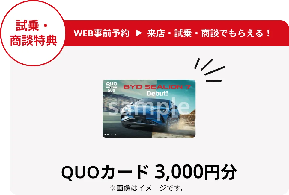 試乗・商談特典 QUOカード 3,000円分
